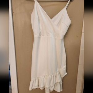 Sealed with a Kiss White Ruffle Bodycon Dress Medium